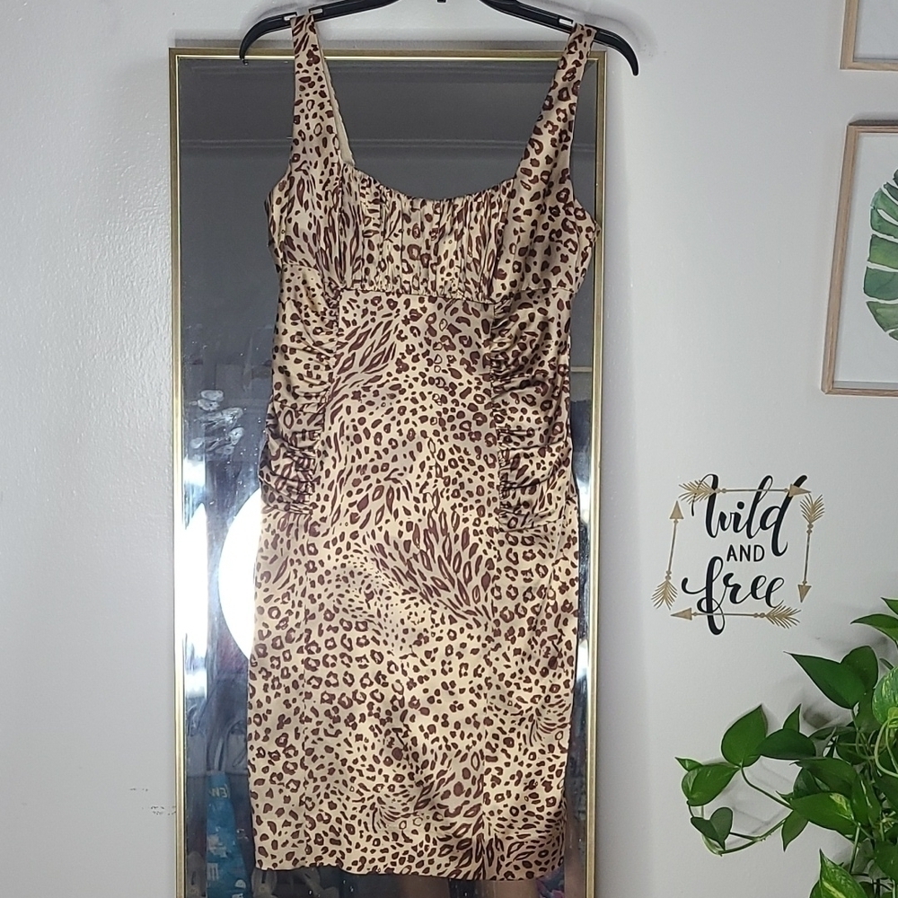 David Meister Brown Silk Leopard print